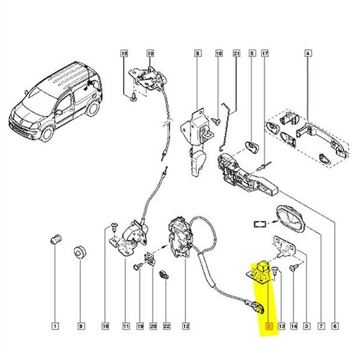 Renault Kangoo Bagaj Kaput Kilit Karşılık [Orjinal] (8200497816)